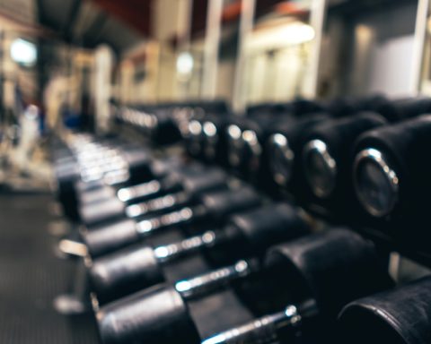 dumbbells on floor