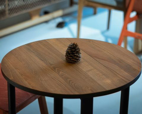 brown pine cone on table