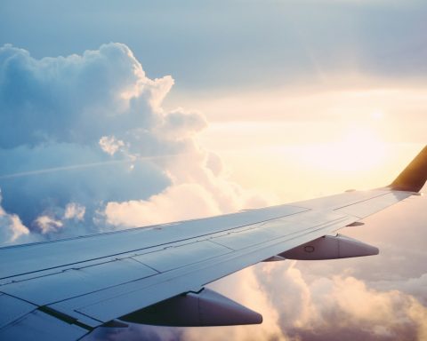 aerial photography of airliner