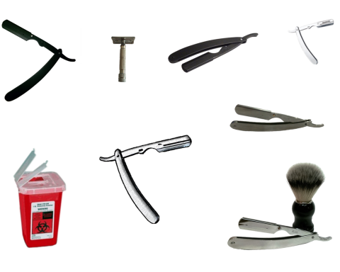 Barbier werkt de neklijn bij van een klant met een trimmer